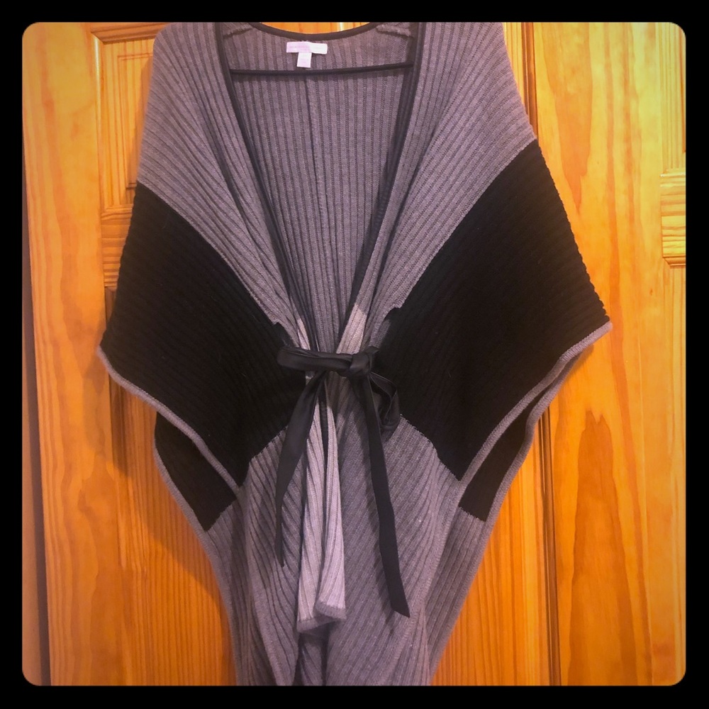 New York and company gray poncho with leather belt